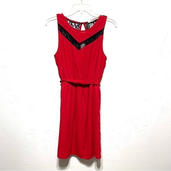 Forever 21 Red & Black Lace Flowy Summer Tank Dress Size Small - Picture 1 of 7
